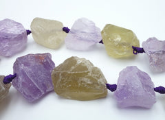 Subtle Light Amethyst and Pineapple Quartz Matte Nugget Beads