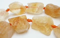 Large Zesty Big Yellow Citrine Matte Knotted Graduated 20mm Nugget Beads
