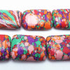 Large Vibrant Summer Red and Pink Calsilica Pillow Beads