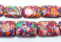 Large Vibrant Summer Red and Pink Calsilica Pillow Beads