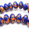 Seductive Royal Blue and Orange Calsilica Rondelle Beads
