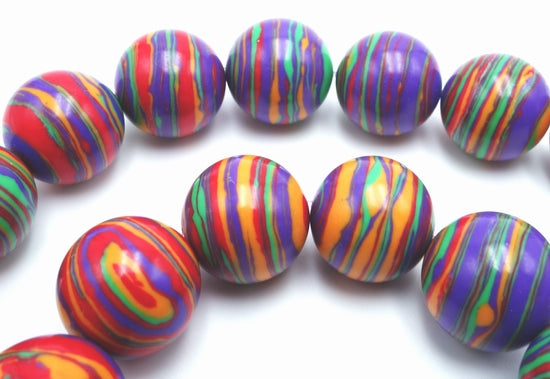 Breathtaking 14mm Summer Rainbow Stripe Calsilica Beads