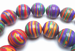 Breathtaking 14mm Summer Rainbow Stripe Calsilica Beads