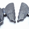 4 Sleek Large Shiny Hematite Butterfly Carved Beads