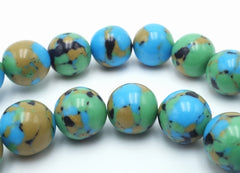 Vivid Summer Blue and Light Green Calsilica Bead String - 6mm, 8mm or 10mm