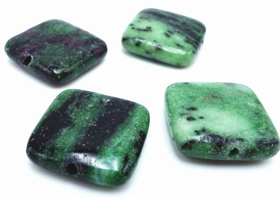 5 Lovely Ruby Zoisite Square Beads