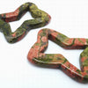 Lovely 2 Unakite Carved Frame Beads - Unusual!