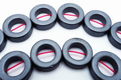 Sleek 12mm Grey Matte Donut Frame Hematite Bead String