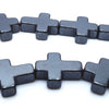 Sleek Shiny Small Cross Hematite Bead String