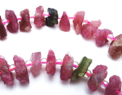 Subtle Matte Pink and Green Tourmaline Rough Cut Chip Nuggets