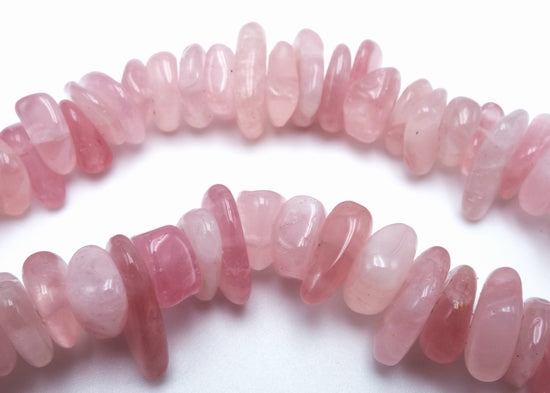 Rich Natural Pink Rose Quartz Flake Chip Beads