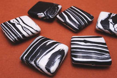 Beautiful Black and White Zebra Calsilica Square Beads