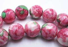 Lovely Baby Pink, Green and White Rainflower Stone - 4mm, 6mm or 8mm