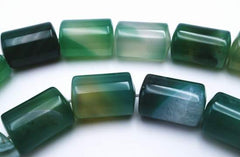 Gleaming Big Pine Green Bamboo Sardonyx Agate Tube Beads
