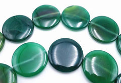 Large Forest Green Agate Button Beads - 27mm x 6mm