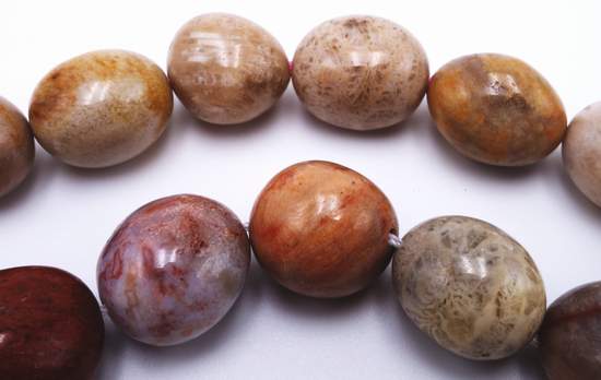 Unusual Large Fossil Coral Nugget Beads