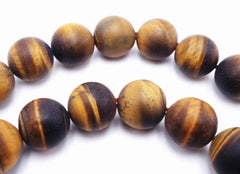 Beautiful Matte 12mm Tiger Eye Bead String