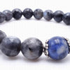 Faceted Black Moonstone and Sodalite  8mm Bead Bracelet