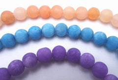 Delightful 6mm Matte Quartz Beads-Light Purple, Aqua Blue or Light Orange