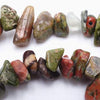 Exquisite Long Green Unakite Chips Beads