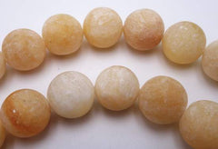 30 Matte Yellow Calcite Butter Scotch Beads -14mm