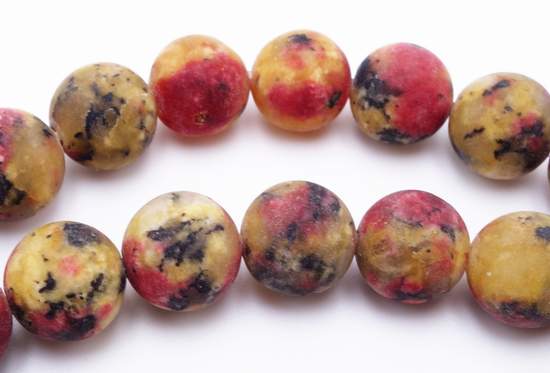 Elegant Dusky Autumn Matte Feldspar Yellow and Red 8mm Jasper Beads