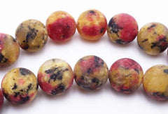 Elegant Dusky Autumn Matte Feldspar Yellow and Red 8mm Jasper Beads