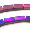 97 Sleek Dark Purple Small Cuboid Hematite Beads