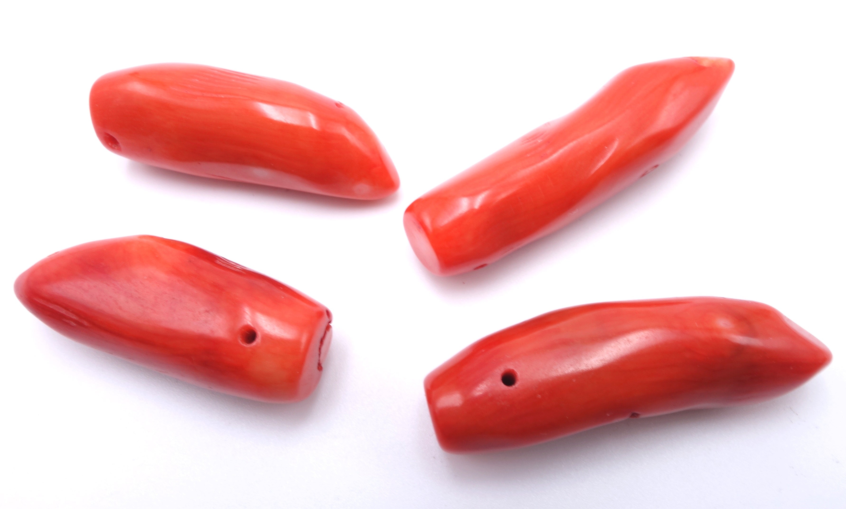 5 Long Bright Orange Sea Bamboo Coral Spike Beads