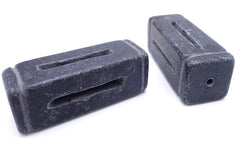 Big Frosted Carved Back Onyx Rectangle Tube Beads