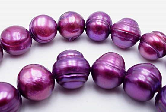 Silky Plum Groovy Fresh Water Pearl Beads
