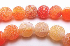 Vibrant  Matte /Frosted Tangerine 8mm Fire Agate Beads