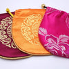 Beautiful Oval Draw String Silk Embroidered Jewellery Pouches - Pink, Orange or Wine Red