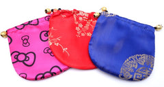 Beautiful Oval Draw String Silk Jewellery Pouches -Deep Pink, Red or Royal Blue