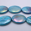 Lovely Silky Blue Oval Shell Beads - Large 11mm