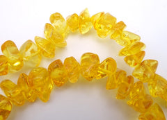 Yellow Amber Nugget Beads - 12mm x 8mm x 6mm