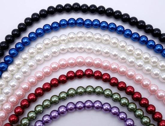 Beautiful 8 Colours Glass Pearl Beads -6mm