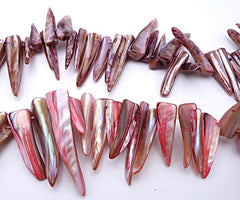 55 Striking Icicle Mother-of-Pearl Bead String - Salmon Pink or Mauve
