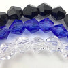 Sparkling Faceted 4mm Bicone  Glass Beads - White, Black and Blue