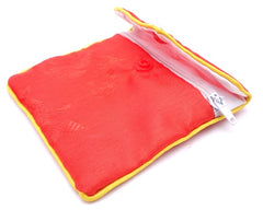 Beautiful Red Silk Jewellery Pouch with Zip and Press Stud