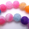 Vibrant Summer Rainbow Colour Frosted Fire Agate - 8mm or 10mm