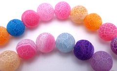 Vibrant Summer Rainbow Colour Frosted Fire Agate - 8mm or 10mm
