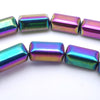 Sleek Purple & Green AB Hematite Cuboid Beads