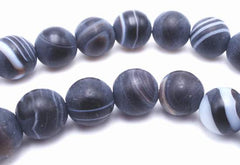 Devil Black Banded Matte Agate - 8mm or 6mm