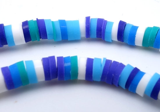 Lovely 4mm Mixed Blue and White Colour Fimo Heishi Beads