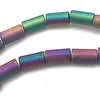 Frosted Electroplated AB Non Magnetic Hematite Tube Beads