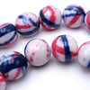 Lovely White 8mm Blue and Red  Stripe Rainflower Stone