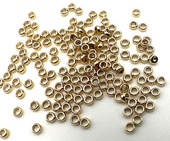 30 Tiny Gold Surgical Stainless Steel Crimp Beads, Rondelle -1.9mm, Hole: 1mm