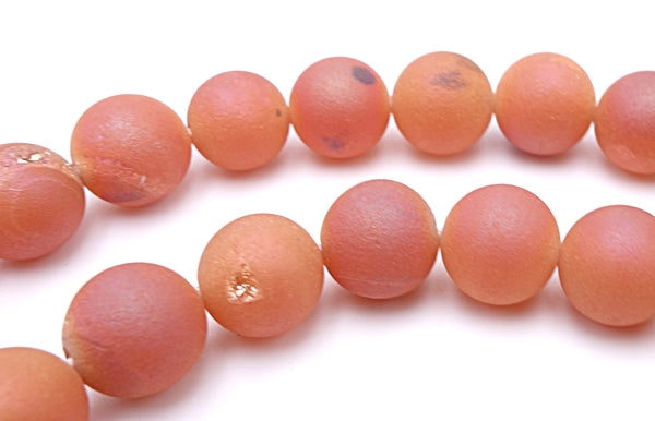 Gorgeous Matte 8mm Rusty Orange Electroplated Druzy Agate