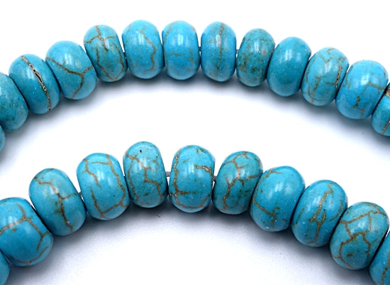 Beautiful Blue Magnesite Howlite Turquoise Rondelle Beads